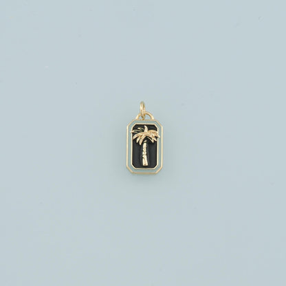 Gold Palm Tree Charms,18K Gold Filled Palm tree Pendant,Enamel coconut tree Charm Bracelet Necklace for DIY Jewelry Making Su