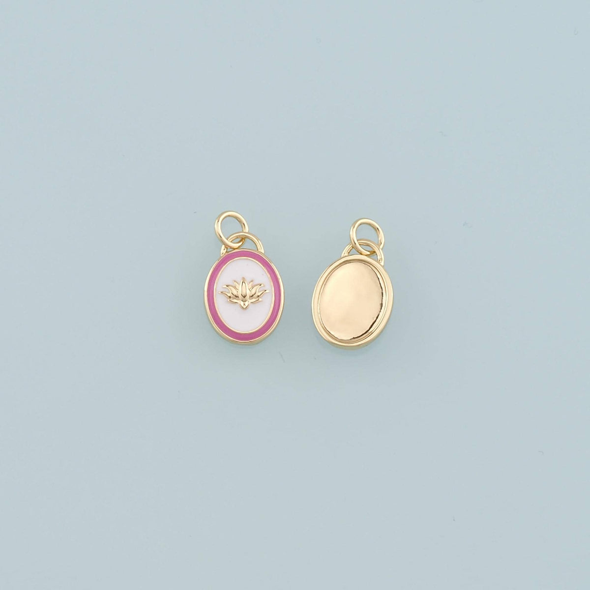 Gold Lotus Charms,18K Gold Filled Lotus Pendant,Enamel Lotus Charm Bracelet Necklace for DIY Jewelry Making Supply