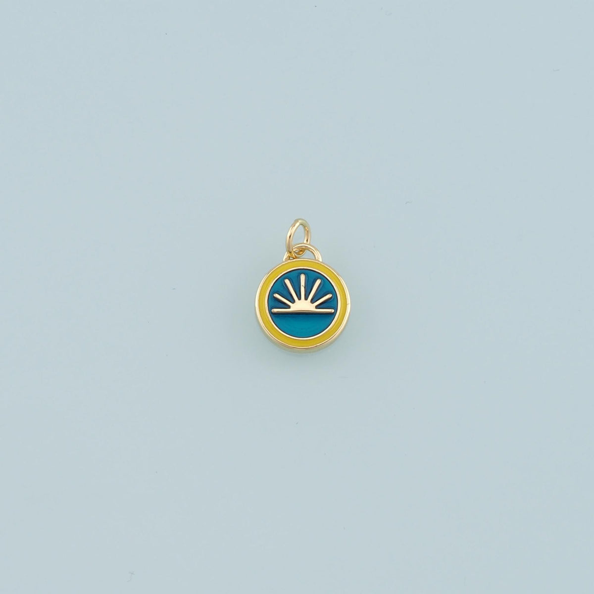 18K Gold Filled Sun Enamel Charm Pendant for Jewelry Making