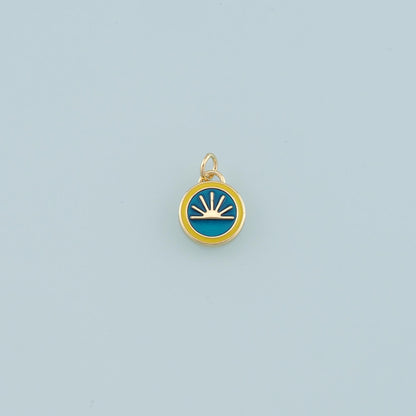 18K Gold Filled Sun Enamel Charm Pendant for Jewelry Making