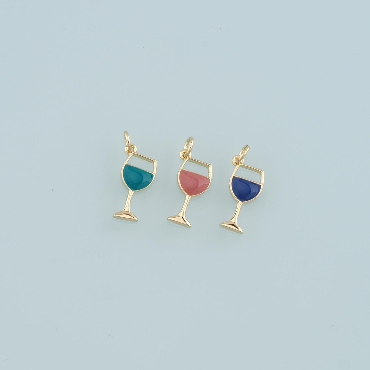 Gold Wine Glass Charms,18K Gold Filled Wine Glass Pendant,Enamel Wine Glass Charm Bracelet Necklace for DIY Jewelry Making Su