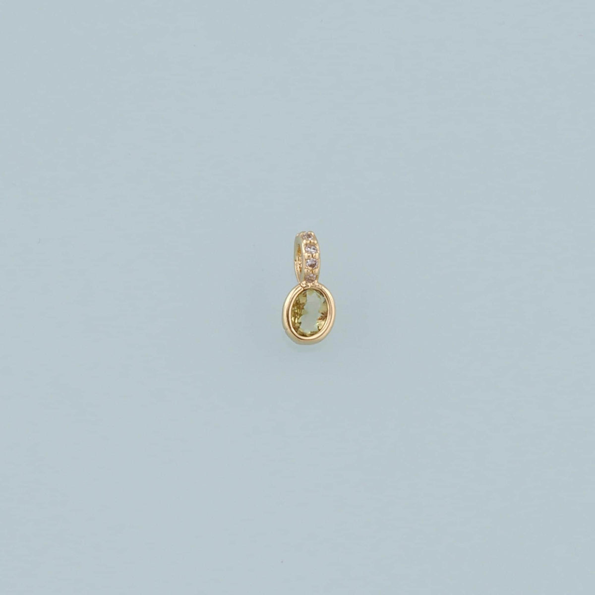 Gold Oval Crystal Charm,18K Gold Filled Tiny Crystal Pendant Bracelet Necklace for DIY Jewelry Making Supply
