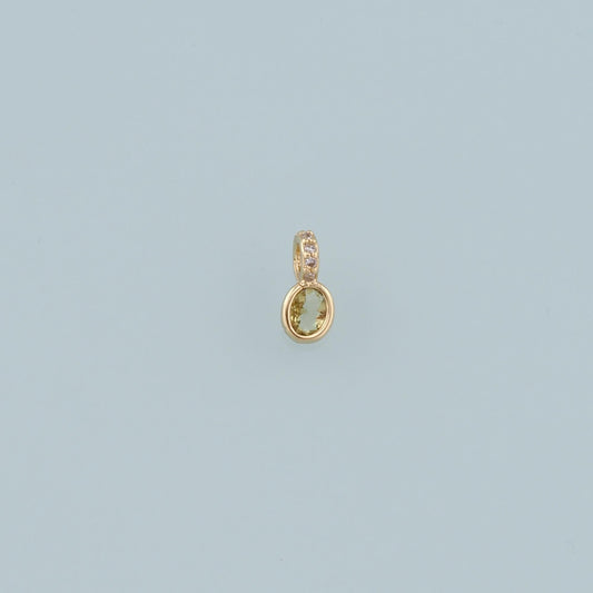 Gold Oval Crystal Charm,18K Gold Filled Tiny Crystal Pendant Bracelet Necklace for DIY Jewelry Making Supply