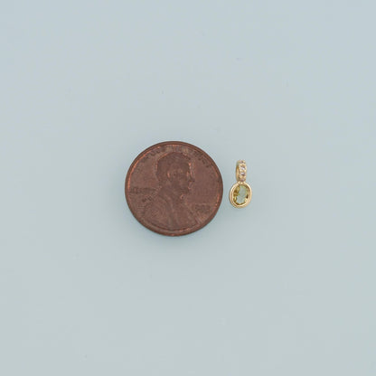 Gold Oval Crystal Charm,18K Gold Filled Tiny Crystal Pendant Bracelet Necklace for DIY Jewelry Making Supply