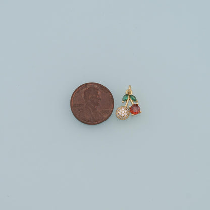 18K Gold Filled Cherry Charm Pendant for Jewelry Making