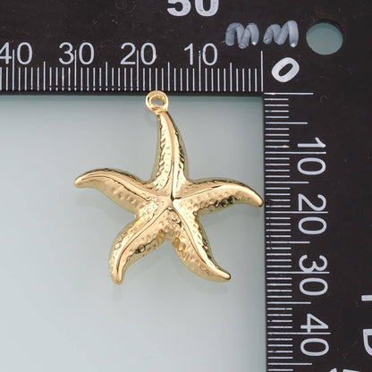 Gold Big Starfish Charms,18K Gold Filled Sea star Pendant,Starfish Charm Bracelet Necklace for DIY Jewelry Making Supply