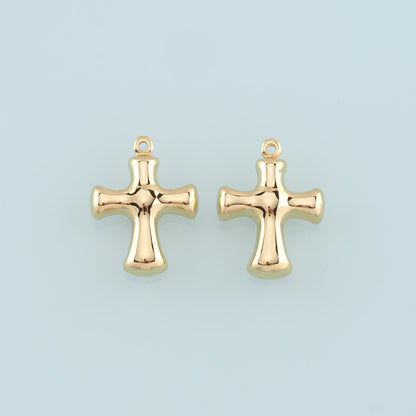 18K Gold Filled Cross Charm Pendant for Jewelry Making