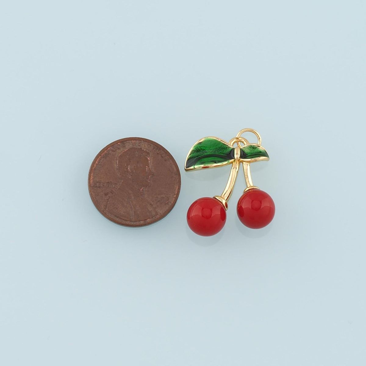 Gold Cherry Charms,18K Gold Filled Enamel Cherry Pendant,Fruit Charm Bracelet Necklace for DIY Jewelry Making Supply