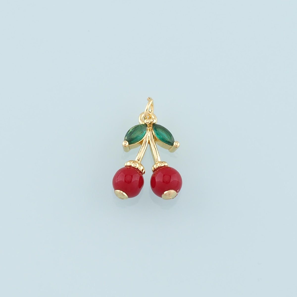 Gold Cherry Charms,18K Gold Filled Enamel Cherry Pendant,Fruit Charm Bracelet Necklace for DIY Jewelry Making Supply