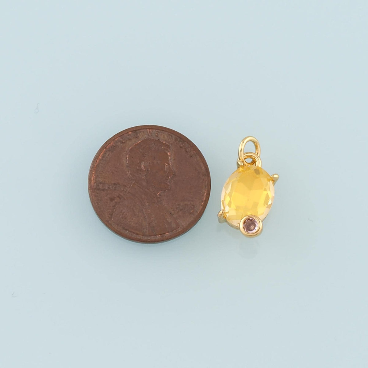 Gold Oval Crystal Charm,18K Gold Filled Crystal Pendant Bracelet Necklace for DIY Jewelry Making Supply