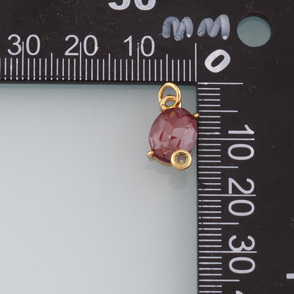 Gold Oval Crystal Charm,18K Gold Filled Crystal Pendant Bracelet Necklace for DIY Jewelry Making Supply