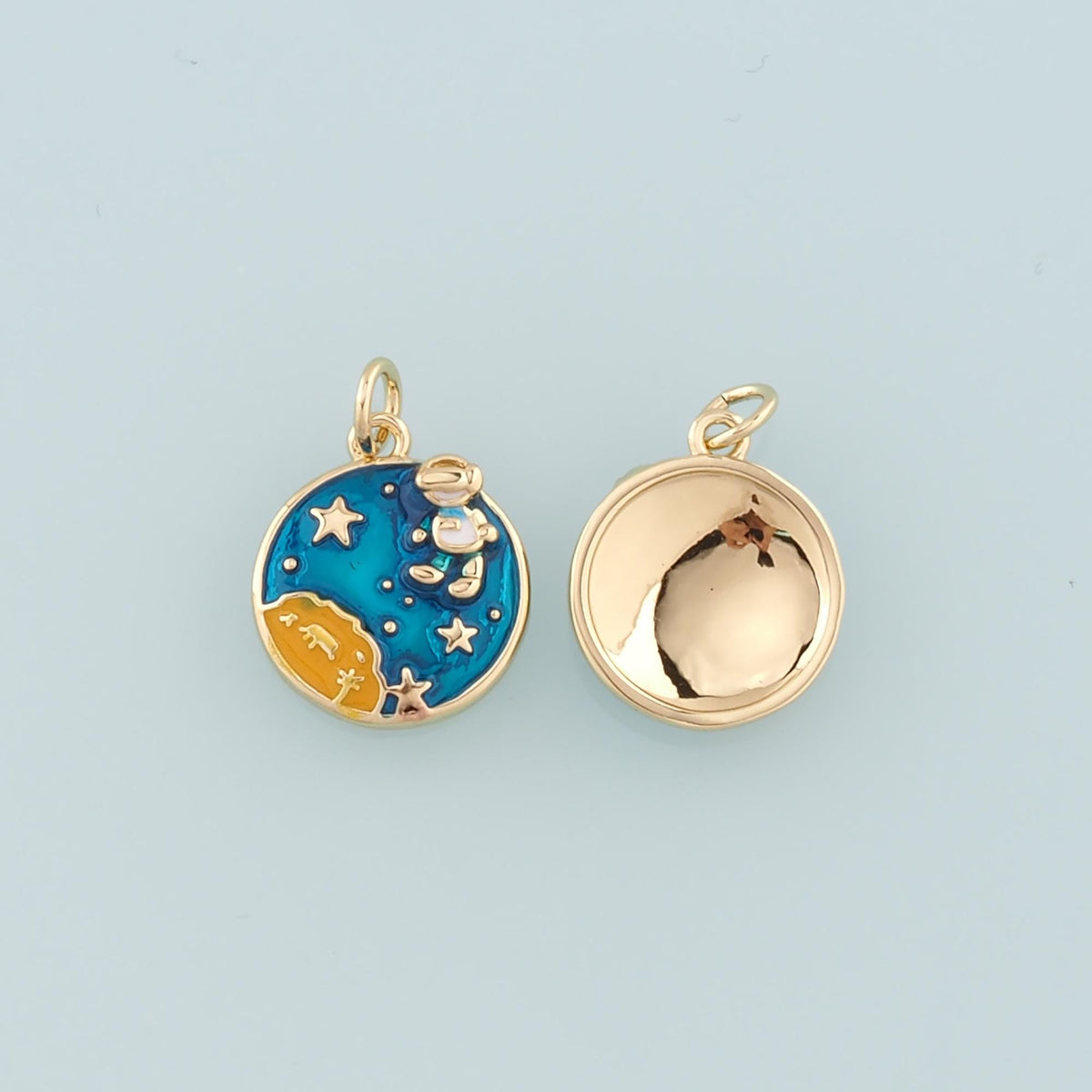 Gold Astronaut Charms,18K Gold Filled Astronaut Pendant,Enamel Universe Charm Bracelet Necklace for DIY Jewelry Making Supply