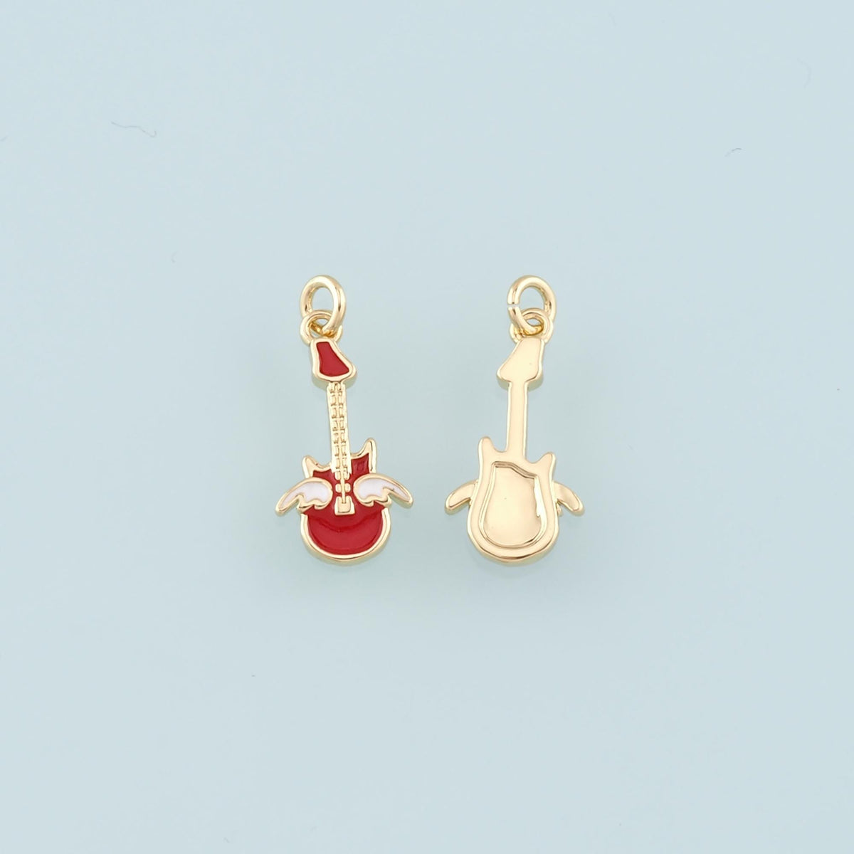 Gold Guitar Charms,18K Gold Filled Guitar Pendant,Enamel Guitar Charm Bracelet Necklace for DIY Jewelry Making Supply