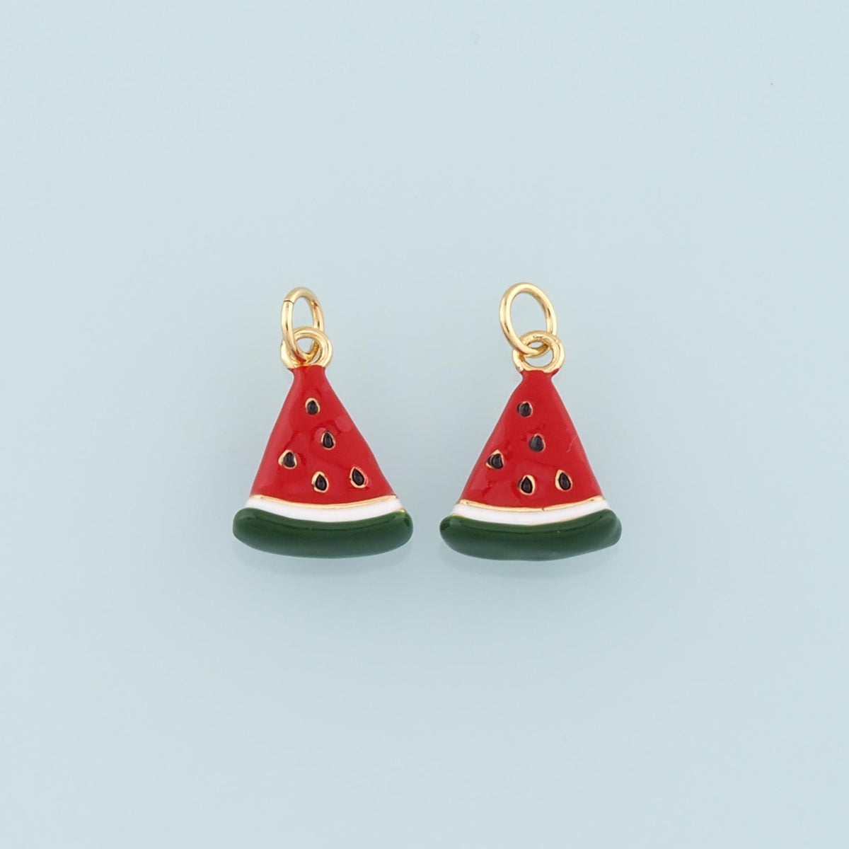 Gold Watermelon Charms,18K Gold Filled Watermelon Pendant,Enamel Fruit Charm Bracelet Necklace for DIY Jewelry Making Supply
