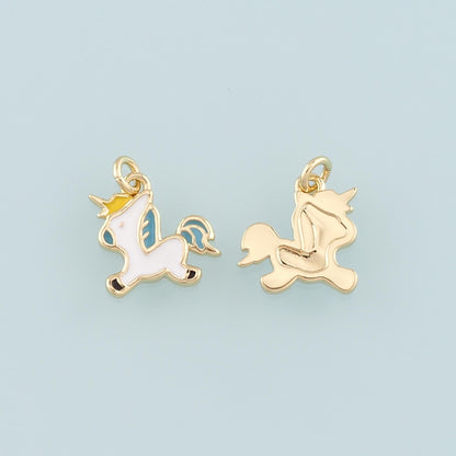 Gold Unicorn Charms,18K Gold Filled Unicorn Pendant,Enamel Unicorn Charm Bracelet Necklace for DIY Jewelry Making Supply