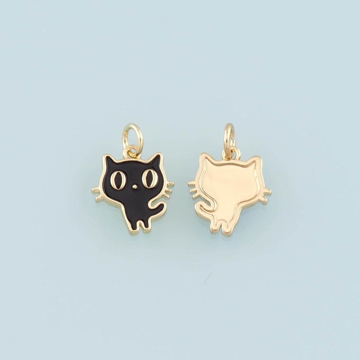 18K Gold Filled Enamel Cat Charm Pendant for Jewelry Making