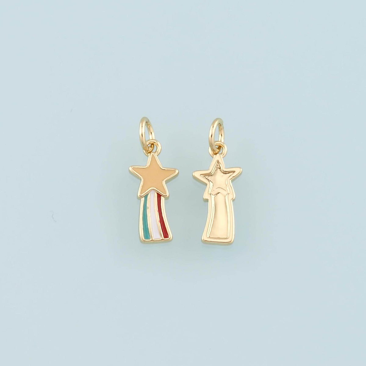 Gold Rainbow Star Charms,18K Gold Filled Star Pendant,Enamel Rainbow Charm Bracelet Necklace for DIY Jewelry Making Supply