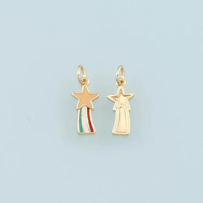 Gold Rainbow Star Charms,18K Gold Filled Star Pendant,Enamel Rainbow Charm Bracelet Necklace for DIY Jewelry Making Supply