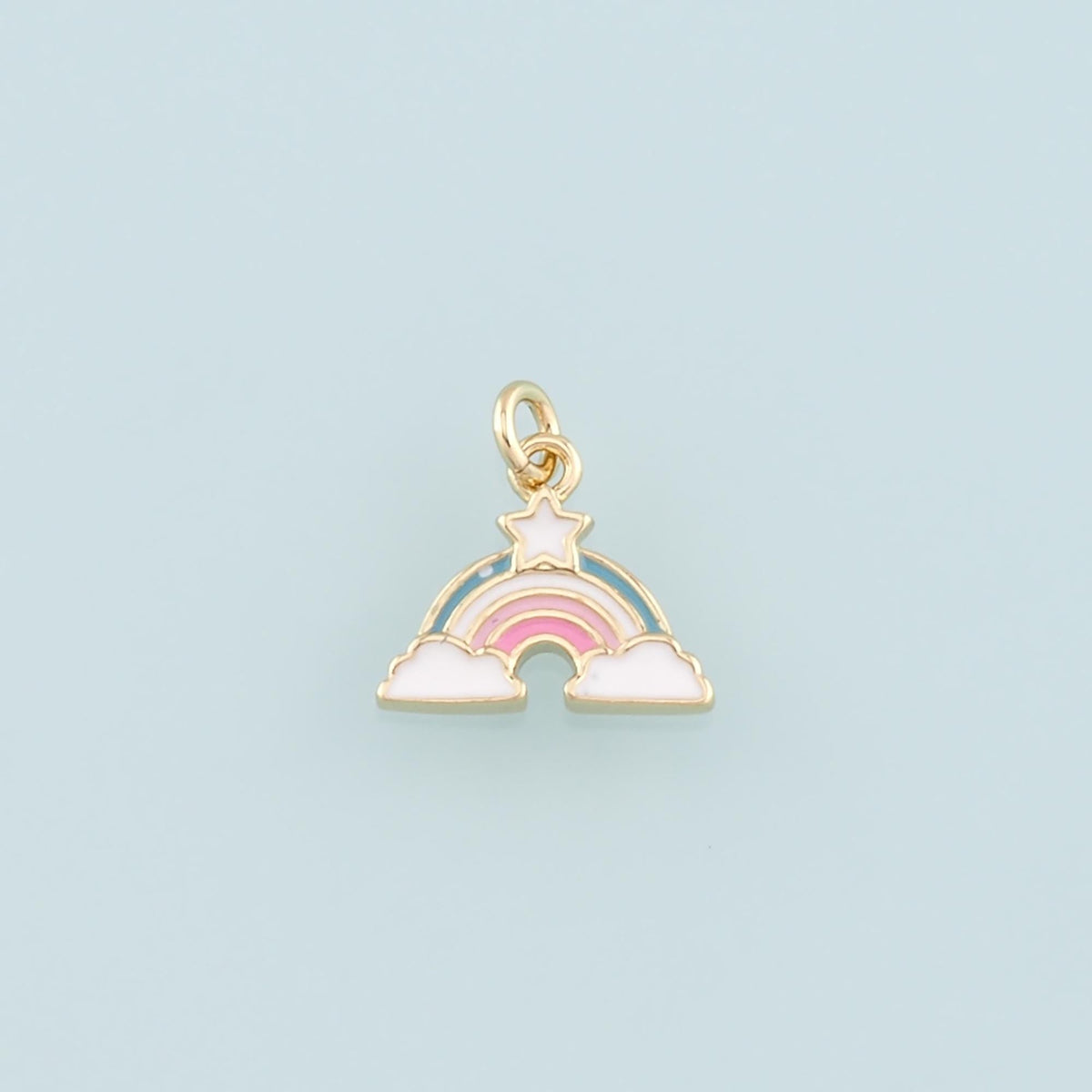 Gold Rainbow Charms,18K Gold Filled Rainbow Star Pendant,Enamel Rainbow Charm Bracelet Necklace for DIY Jewelry Making Supply