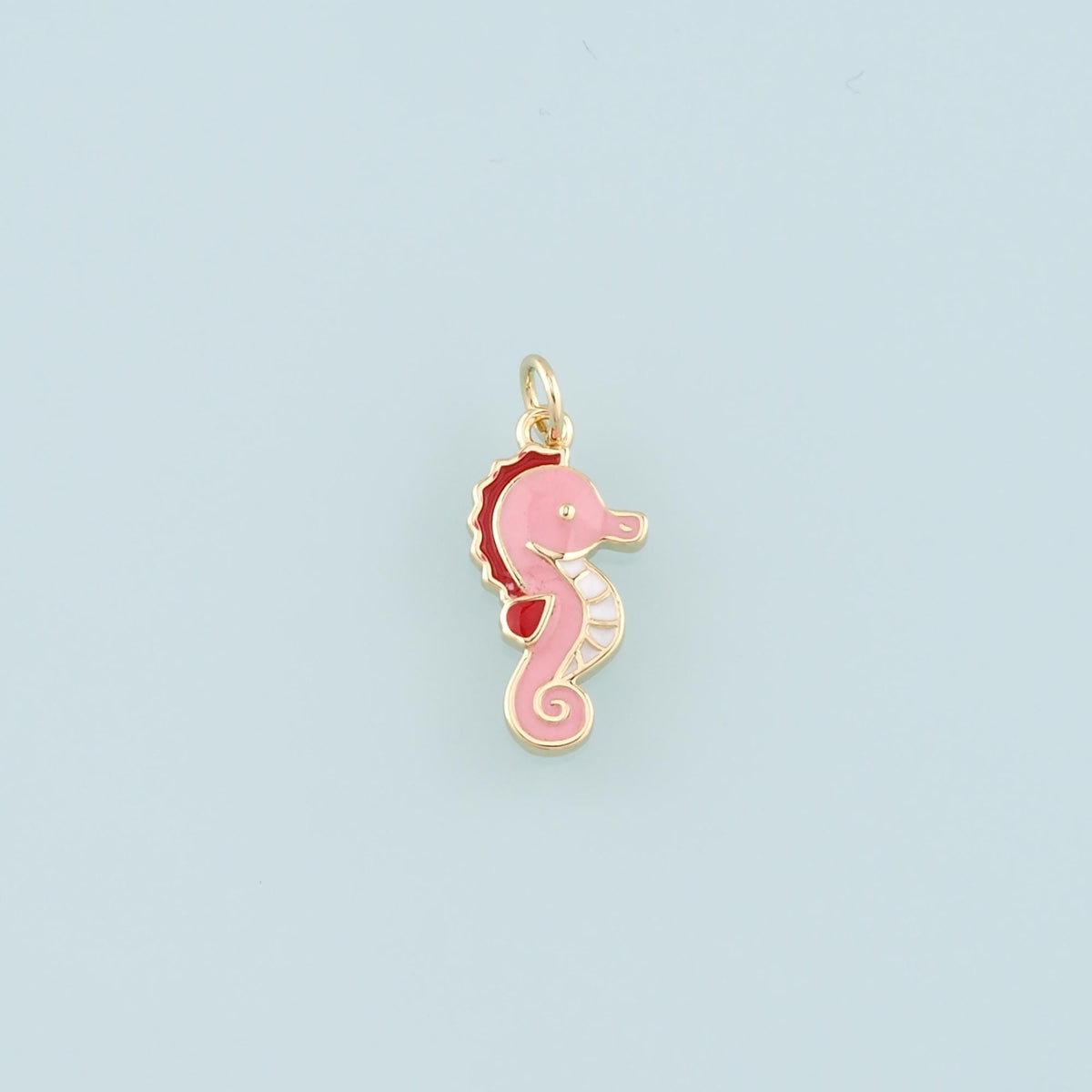Gold Seahorse Charms,18K Gold Filled Seahorse Pendant,Enamel Seahorse Charm Bracelet Necklace for DIY Jewelry Making Supply