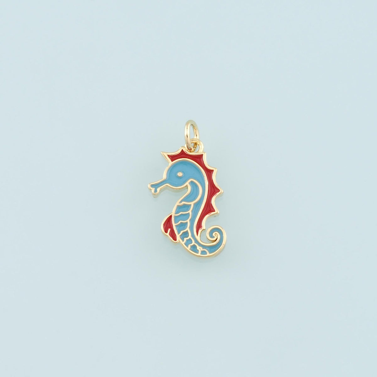 Gold Seahorse Charms,18K Gold Filled Seahorse Pendant,Enamel Seahorse Charm Bracelet Necklace for DIY Jewelry Making Supply