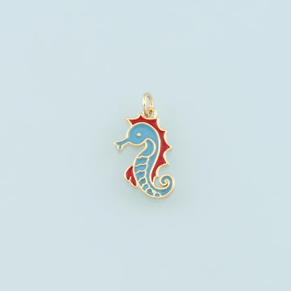 Gold Seahorse Charms,18K Gold Filled Seahorse Pendant,Enamel Seahorse Charm Bracelet Necklace for DIY Jewelry Making Supply