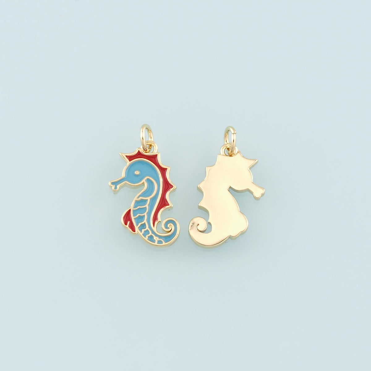 Gold Seahorse Charms,18K Gold Filled Seahorse Pendant,Enamel Seahorse Charm Bracelet Necklace for DIY Jewelry Making Supply