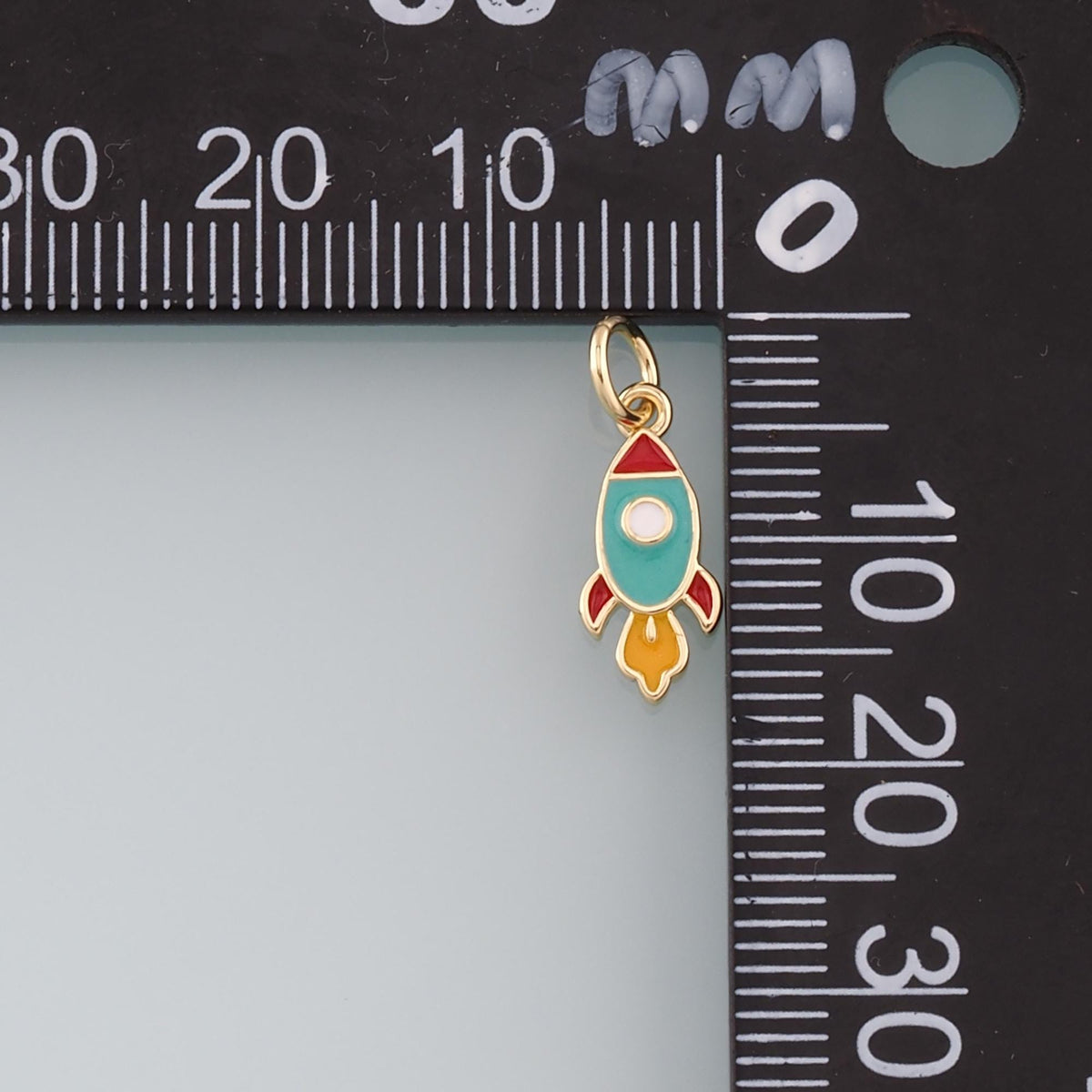 Gold Rocket Charms,18K Gold Filled Enamel Universe Charm Bracelet Necklace for DIY Jewelry Making Supply
