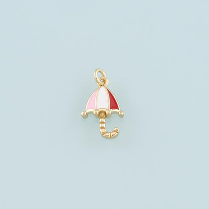 Gold Umbrella Charms,18K Gold Filled Umbrella Pendant,Enamel Charm Bracelet Necklace for DIY Jewelry Making Supply