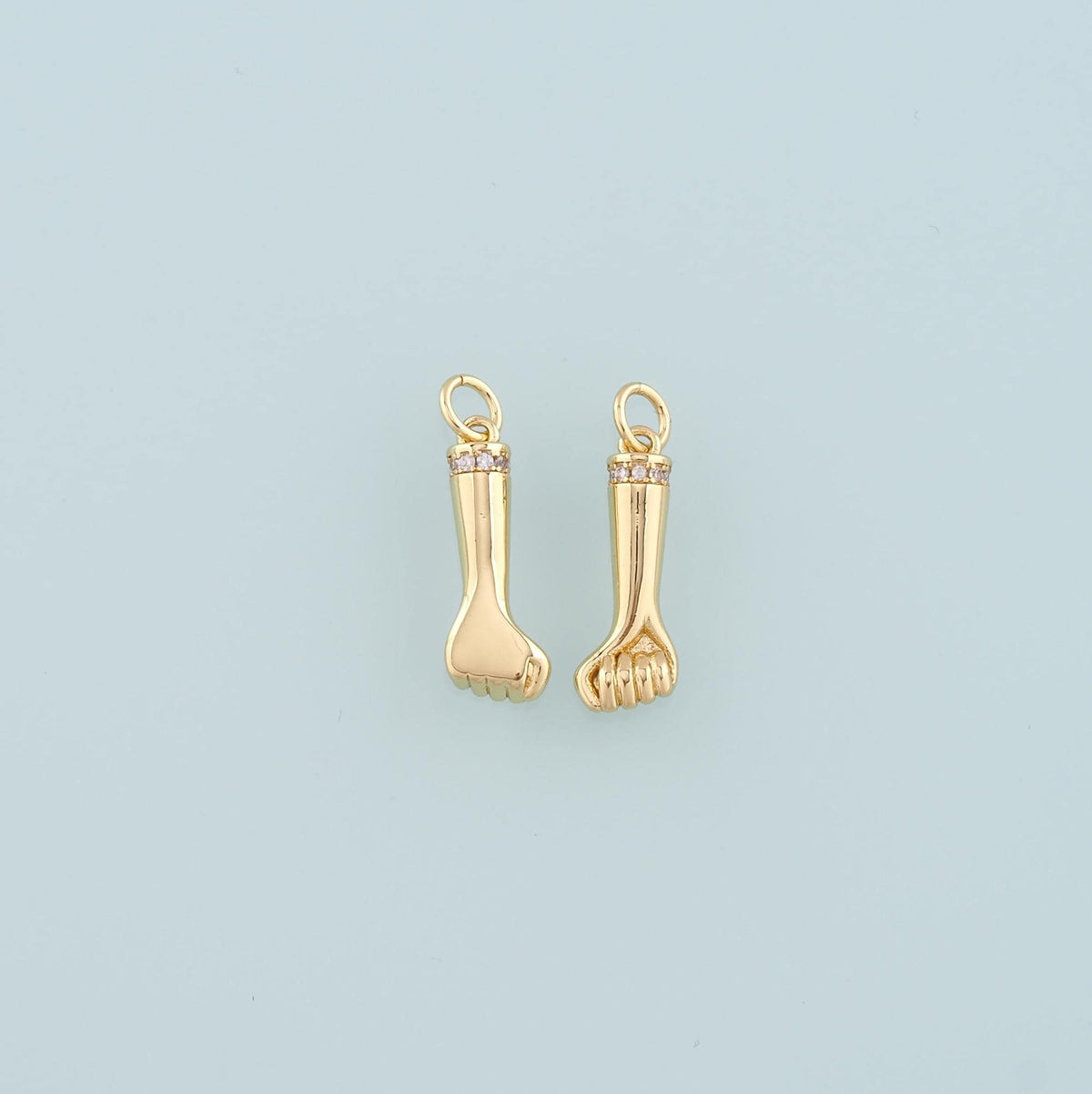Gold Fist Charms,18K Gold Filled Fist Pendant,CZ Micro Pave Gesture Charm Bracelet Necklace for DIY Jewelry Making Supply