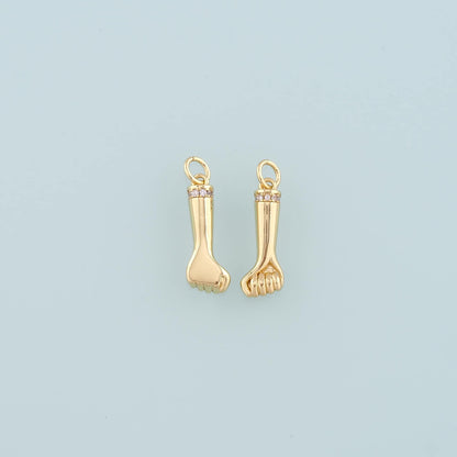 Gold Fist Charms,18K Gold Filled Fist Pendant,CZ Micro Pave Gesture Charm Bracelet Necklace for DIY Jewelry Making Supply