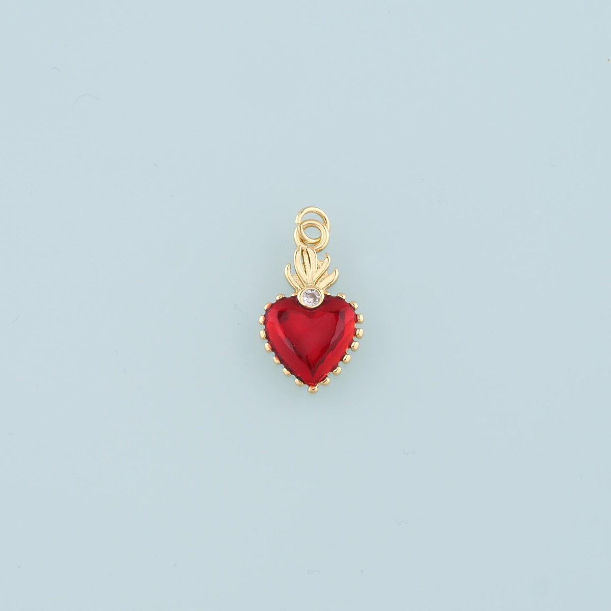 18K Gold Filled Flame Sacred heart Pendant,Religion Charm Bracelet Necklace for DIY Jewelry Making Supply