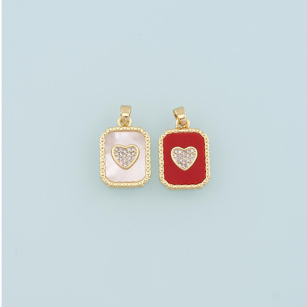 Gold Heart Charms,18K Gold Filled Shell Heart Pendant,Enamel Heart Charm Bracelet Necklace for DIY Jewelry Making Supply