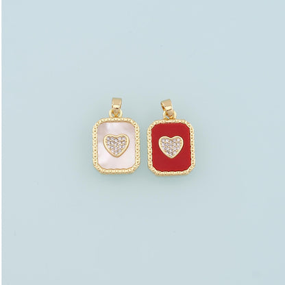 Gold Heart Charms,18K Gold Filled Shell Heart Pendant,Enamel Heart Charm Bracelet Necklace for DIY Jewelry Making Supply