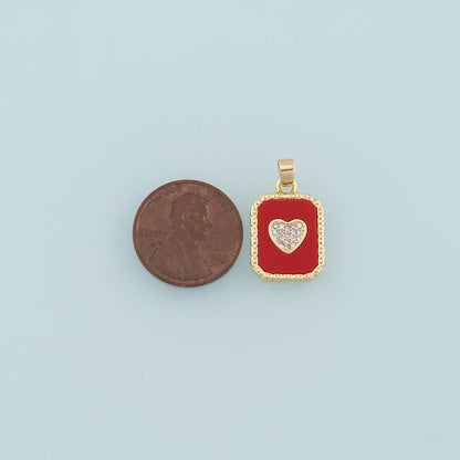 Gold Heart Charms,18K Gold Filled Shell Heart Pendant,Enamel Heart Charm Bracelet Necklace for DIY Jewelry Making Supply