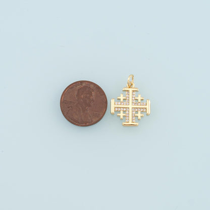 Gold Cross Charms,18K Gold Filled Cross Pendant,CZ Micro Pave Religion Charm Bracelet Necklace for DIY Jewelry Making Supply