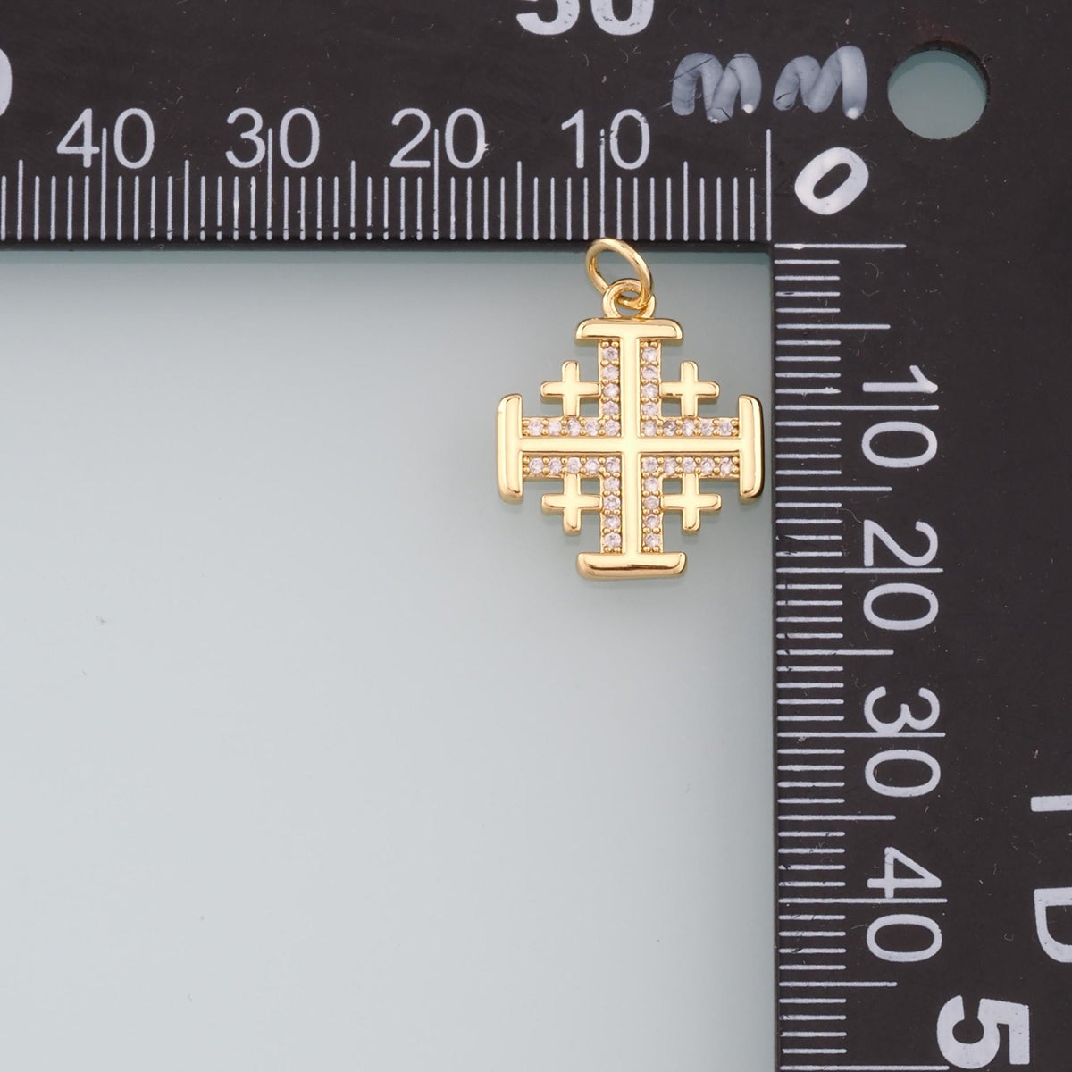 Gold Cross Charms,18K Gold Filled Cross Pendant,CZ Micro Pave Religion Charm Bracelet Necklace for DIY Jewelry Making Supply