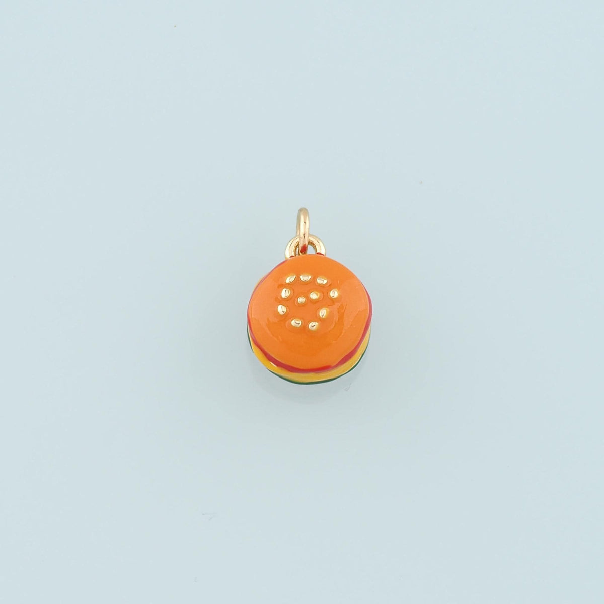 18K Gold Filled Hamburger Pendant,Enamel Gourmet Charm Bracelet Necklace for DIY Jewelry Making Supply