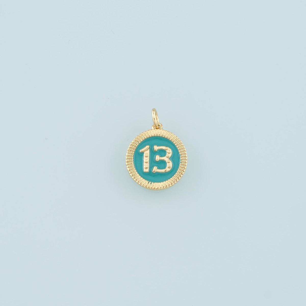 18K Gold Filled Luck 13 Pendant,Enamel Lucky Charm Bracelet Necklace for DIY Jewelry Making Supply