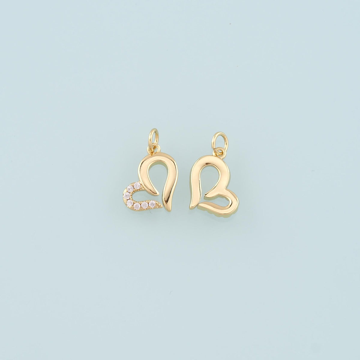 18K Gold Filled Heart CZ Charm Pendant for Jewelry Making
