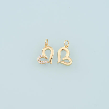 18K Gold Filled Heart CZ Charm Pendant for Jewelry Making