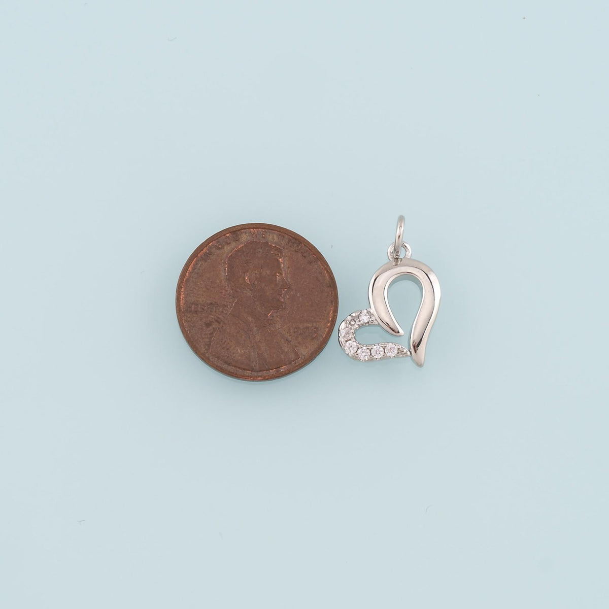 18K Gold Filled Heart CZ Charm Pendant for Jewelry Making