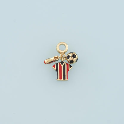 Gold Jersey Soccer Charm,18K Gold Football Pendant,Enamel Ball Sneakers Charm Bracelet Necklace for DIY Jewelry Making Supply