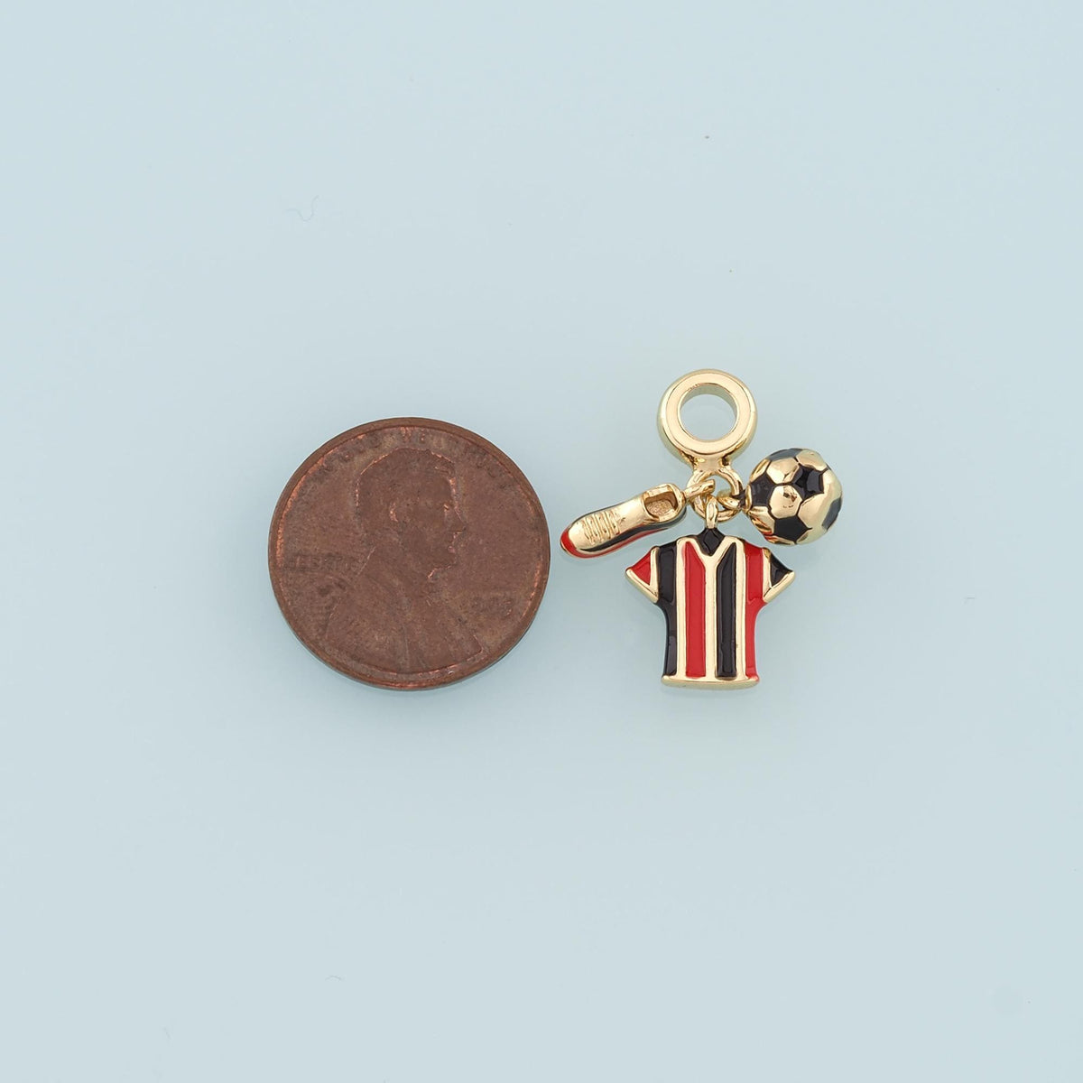Gold Jersey Soccer Charm,18K Gold Football Pendant,Enamel Ball Sneakers Charm Bracelet Necklace for DIY Jewelry Making Supply