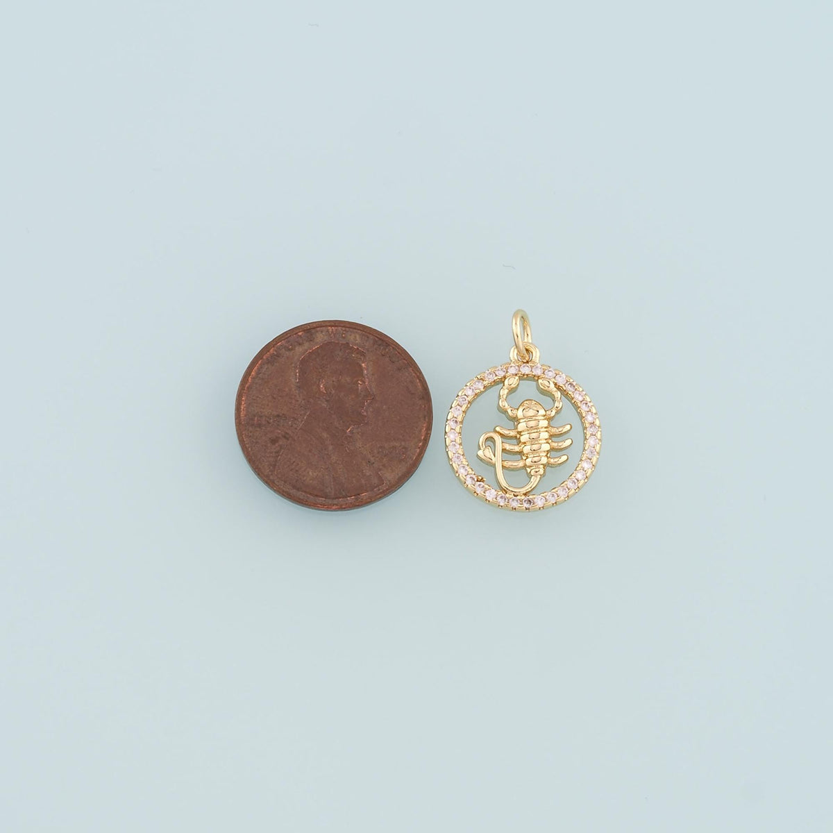 18K Gold Filled Scorpion Pendant,CZ Micro Pave Scorpio Charm Bracelet Necklace for DIY Jewelry Making Supply
