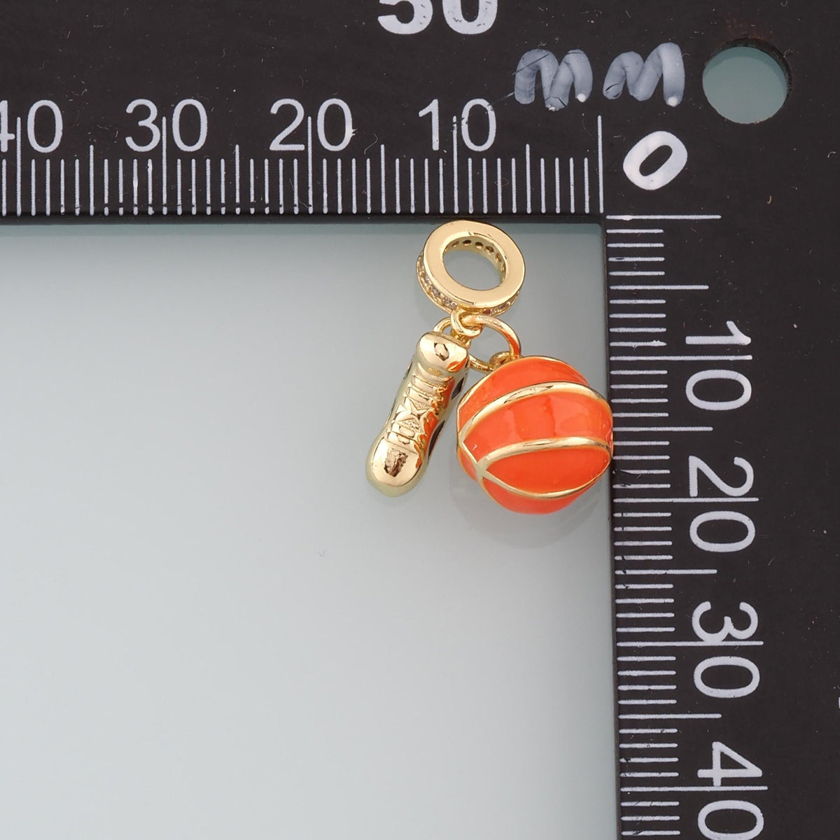 18K Gold Basketball Pendant,Enamel Basketball Shoes Charm Bracelet Necklace for DIY Jewelry Making Supply