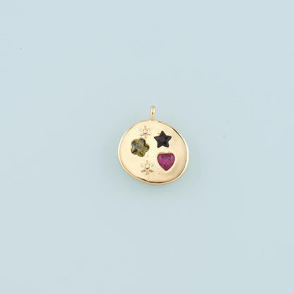 18K Gold Filled Heart CZ Charm Pendant for Jewelry Making