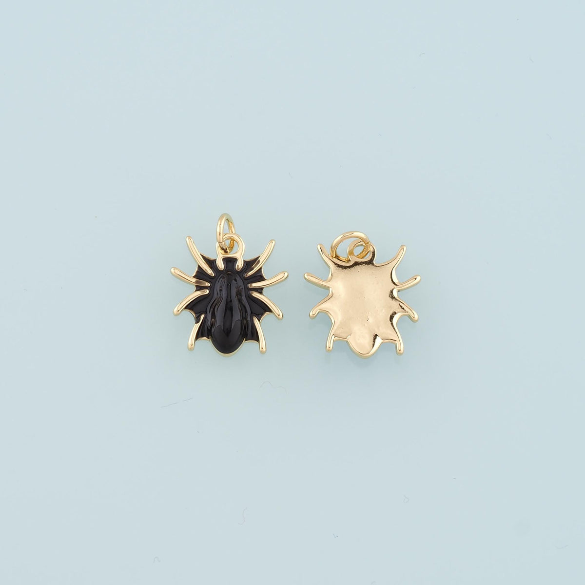 18K Gold Filled Spider Pendant,Enamel Spider halloween Charm Bracelet Necklace for DIY Jewelry Making Supply