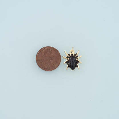 18K Gold Filled Spider Pendant,Enamel Spider halloween Charm Bracelet Necklace for DIY Jewelry Making Supply
