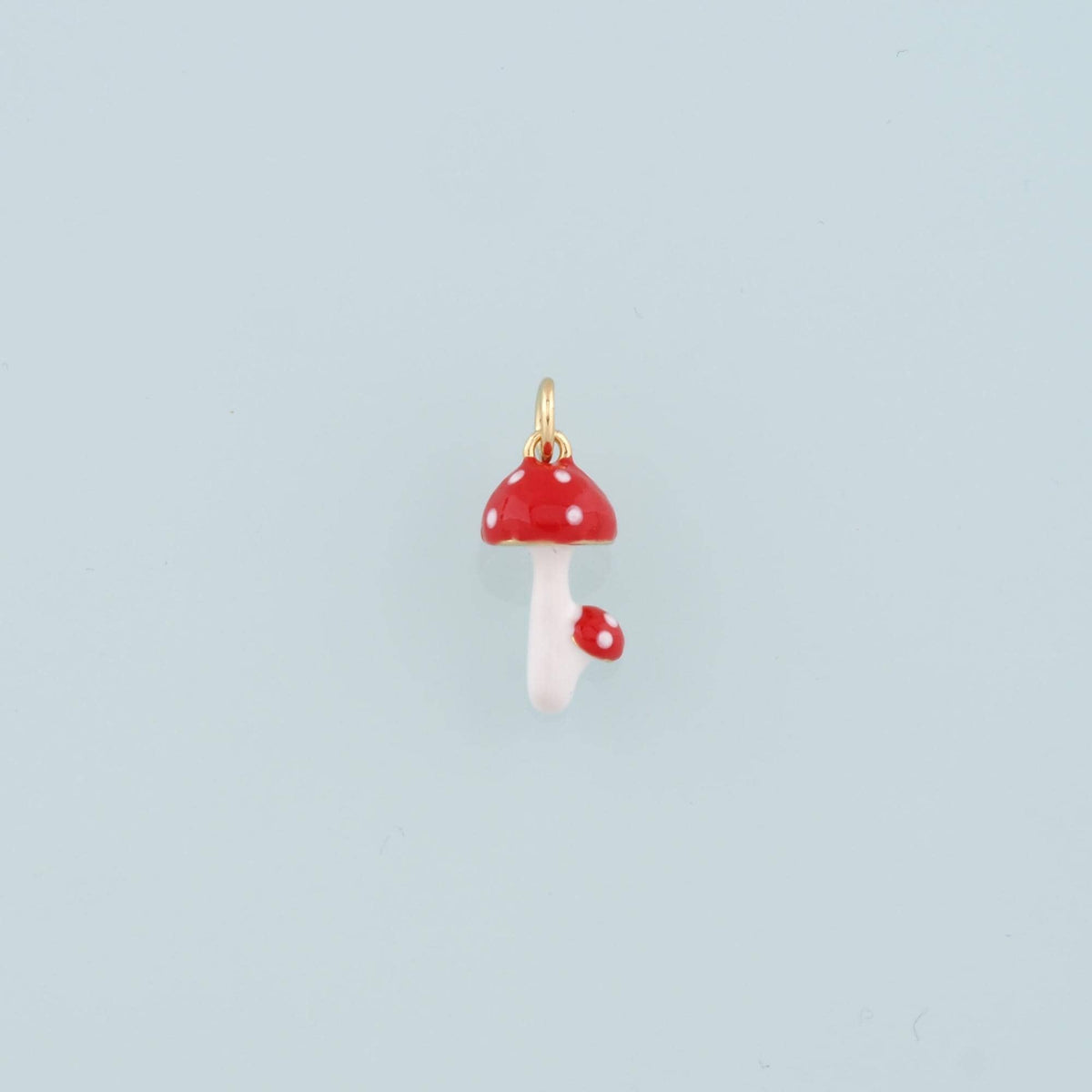 Gold Mushroom Charms,18K Gold Filled Enamel Mushroom Pendant,Kawaii Charm Bracelet Necklace for DIY Jewelry Making Supply